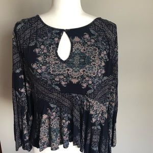 Lucky Brand navy floral blouse
